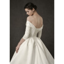 Vintage Off-the-shoulder Satin Wedding Dresses with 3/4 Long Sleeves