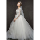 2022 New Style Floor Length Lace Wedding Dresses with Long Sleeves
