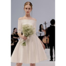 2022 New Style Off-the-shoulder Knee Length Wedding Dress with Sleeves