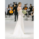 Discount Spaghetti Straps Long Chiffon Wedding Dress with Long Sleeves