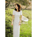 Style Short Sleeves Floor Length Satin Reception Wedding Dresses