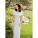 Style Short Sleeves Floor Length Satin Reception Wedding Dresses