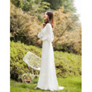 Custom V-Neck Long Sleeves Long Chiffon Reception Wedding Dresses