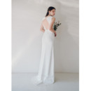 Custom Sheath Sleeveless Floor Length Satin Reception Wedding Dresses