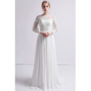 Vintage Long Chiffon Organza Wedding Dress with Long Sleeves