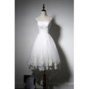 Style A-Line Strapless High-Low Short Lace Wedding Dress