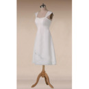 New A-Line V-Neck Sleeveless Knee Length Satin Wedding Dress