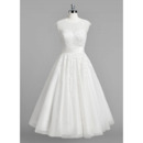 Informal A-Line Sleeveless Knee Length Satin Organza Wedding Dress