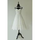 Custom A-Line Sweetheart Sleeveless Knee Length Lace Bridal Dress