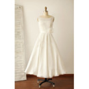Affordable A-Line Tea Length Chiffon Reception Wedding Dress