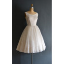 Inexpensive A-Line Sleeveless Short Lace Reception Bridal Dress