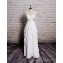 New V-Neck Floor Length Chiffon Wedding Dress with Sashes