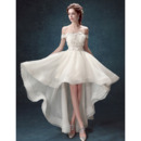 Informal A-Line Off-the-shoulder High-Low Organza Wedding Dress