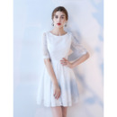 Custom A-Line Mini/ Short Lace Wedding Dress with Half Sleeves