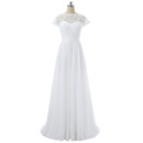 Inexpensive Floor Length Chiffon Wedding Dress with Short Sleeves