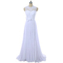 Elegant A-Line Sleeveless Floor Length Chiffon Pleated Wedding Dress