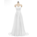 New Spaghetti Straps Sweetheart Floor Length Satin Wedding Dress