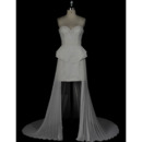 Sexy Column Sweetheart High-Low Satin Chiffon Pleated Wedding Dress