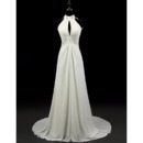 Custom A-Line Halter Sleeveless Floor Length Chiffon Wedding Dress