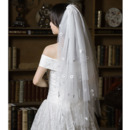 4 Layers Fingertip-Length Tulle with Applique White Wedding Veils