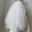 2 Layers Elbow-Length Tulle with Applique White Wedding Veils