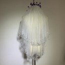 2 Layers Fingertip-Length Tulle with Sequin White Wedding Veils