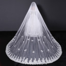 1 Layer Cathedral-Length Tulle with Embroidery White Wedding Veils