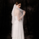 3 Layers Fingertip-Length Organza with Beading White Wedding Veils