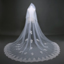 2 Layers Cathedral-Length Organza with Lace White Wedding Veils