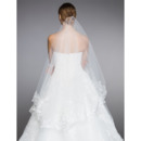 2 Layers Floor-Length Organza with Lace White Wedding Veils