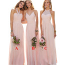 Elegant A-Line Halter Floor Length Chiffon Pleated Bridesmaid Dress