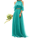 2020 New Style A-Line Halter Floor Length Chiffon Bridesmaid Dress