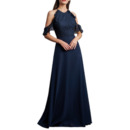 Cold Shoulder Floor Length Chiffon Lace Bridesmaid Dress
