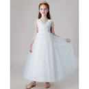 Affordable A-Line Ankle Length Organza First Communion Dress