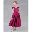 Adorable A-Line Sleeveless Tea Length Satin Flower Girl Dress