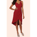 Discount V-Neck Sleeveless High-Low Short Red Chiffon Homecoming Dress