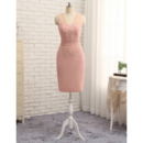 Casual Column V-Neck Short Chiffon Mother Formal Dress with Jackets