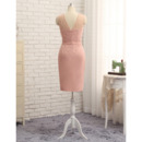 Casual Column V-Neck Short Chiffon Mother Formal Dress with Jackets