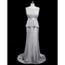 Elegant Sheath Sleeveless Floor Length Satin Mother of the Bride Dress