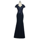 Simple Sheath Floor Length Chiffon Mother Dresses with Short Sleeves