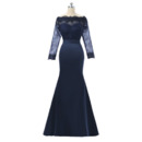 Classy Mermaid Floor Length Satin Mother Dress with Long Sleeves