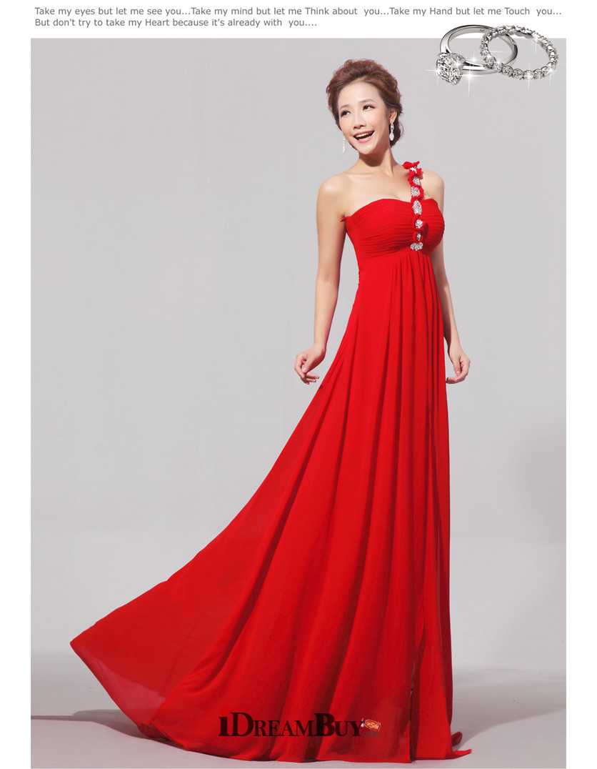 Simple Sleeveless Empire Waist Long Junior Bridesmaid Dress Red